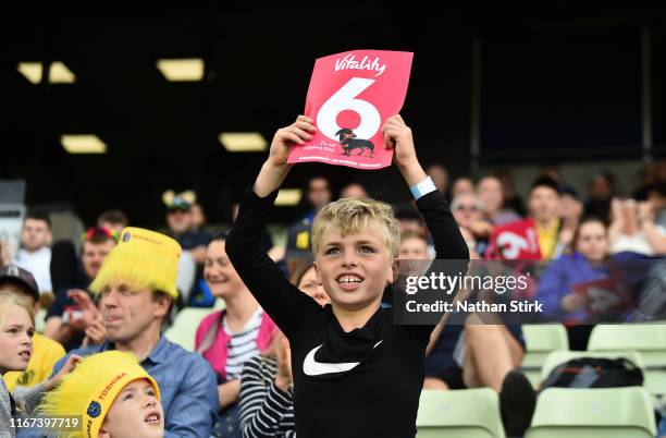 Fans during the Vitality Blast match between Birmingham Bears and Lancashire Lightning at Edgbaston on August 11, 2019 in Birmingham, England.