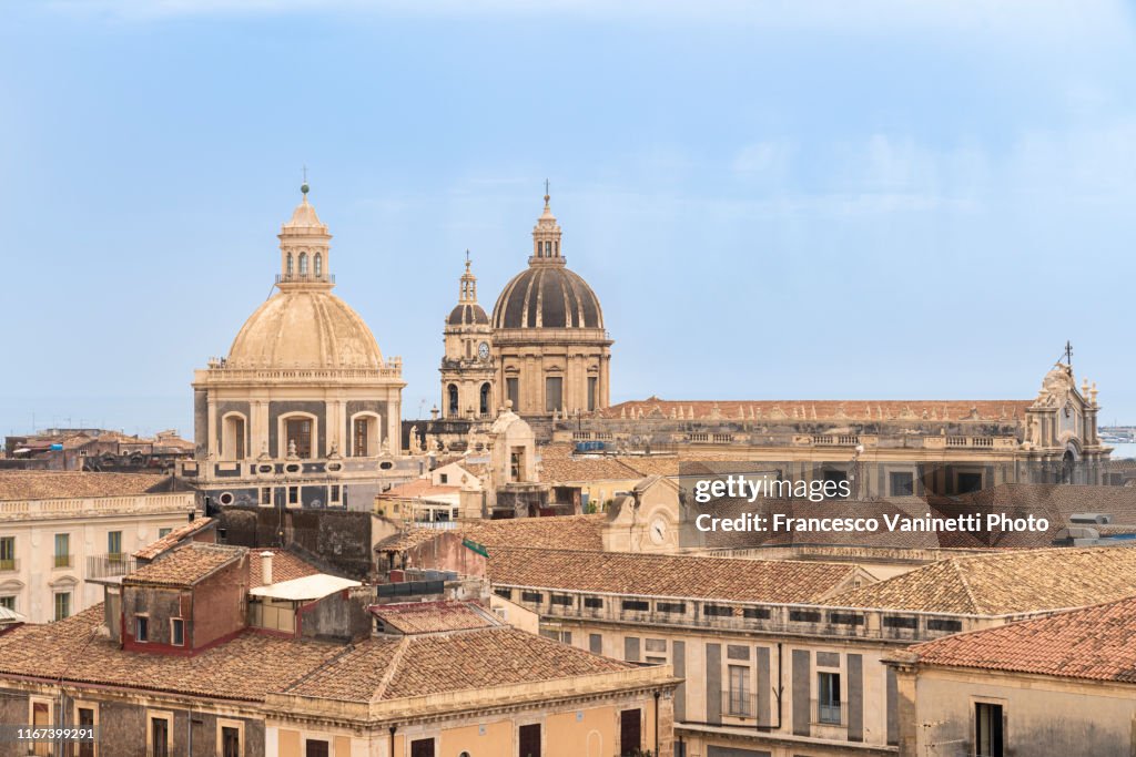 The domes of the Cathedral and of the Badia of St Agata, Catania.