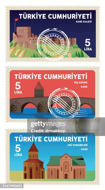 kars, ani ruins - ani kars stock illustrations