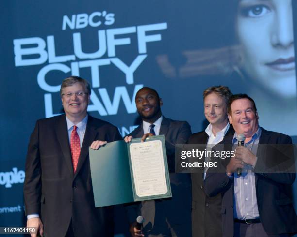 World Premiere - Screening -- Pictured: Jim Strickland, Mayor, Memphis, TN; Lee Harris, Mayor, Shelby County, TN; Dean Georgaris, Executive Producer;...