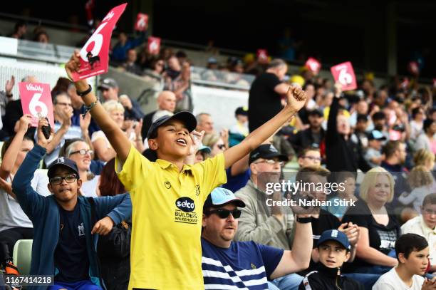 Birmingham Bears fan enjoys the atmosphere during the Vitality Blast match between Birmingham Bears and Lancashire Lightning at Edgbaston on August...