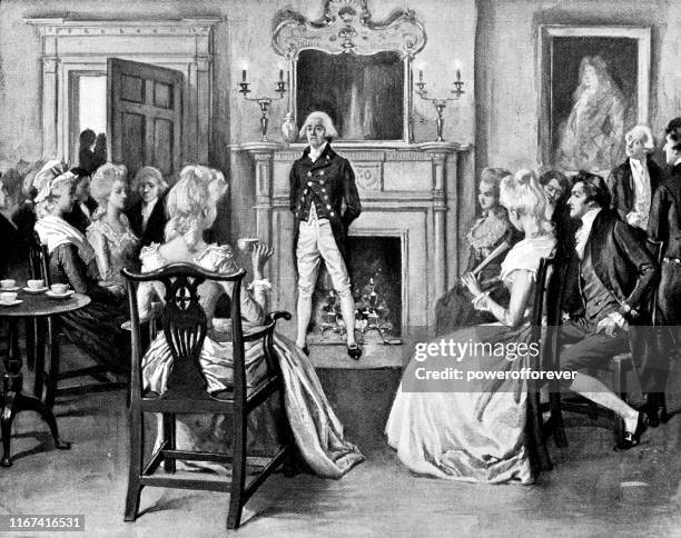 john adams meeting with the french consul at president’s house in philadelphia, pennsylvania, united states - 18th century - john adams stock illustrations