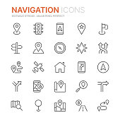 Collection of navigation related line icons. 48x48 Pixel Perfect. Editable stroke