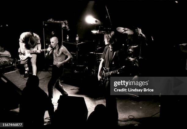 Vocalist Maynard James Keenan, bassist Paul D'Amour, guitarist Adam Jones, and drummer Danny Carey perform in Tool at SOMA on Union Street on...