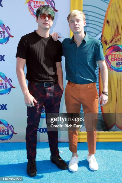 Colby Brock and Samuel Golbach of Sam and Colby attend FOX's Teen Choice Awards 2019 on August 11, 2019 in Hermosa Beach, California.