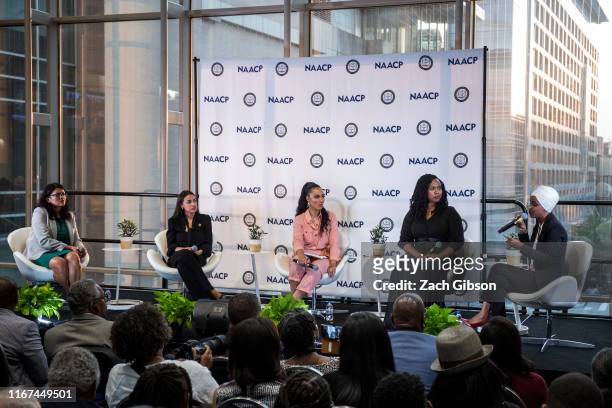 Rep. Rashida Tlaib , Rep. Alexandria Ocasio-Cortez , Rep. Ayanna Pressley , and Rep. Ilhan Omar participate in a town hall hosted by the NAACP...