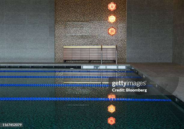 Swimming pool sits at the Okura Tokyo hotel, operated by Hotel Okura Co., in Tokyo, Japan, on Saturday, Sept. 6, 2019. The Okuras 110 billion yen...