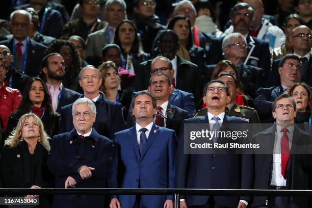 First Lady of Chile Cecilia Morel, President of Chile Sebastian Piñera, Neven Ilic President of Pan American Sports, President of Peru Martin...