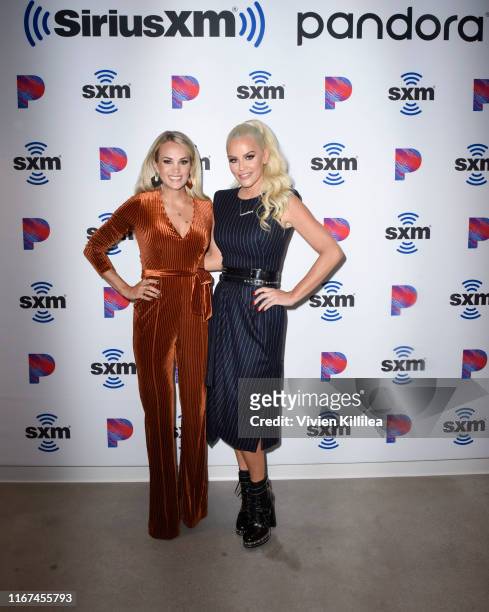 Carrie Underwood and Jenny McCarthy attend SiriusXM's Town Hall With Carrie Underwood Hosted By SiriusXM's Jenny McCarthy At The SiriusXM Studios on...