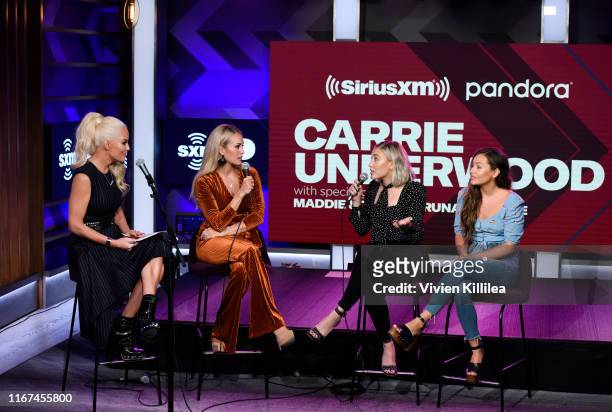 Jenny McCarthy, Carrie Underwood and Maddie and Tae attend SiriusXM's Town Hall With Carrie Underwood Hosted By SiriusXM's Jenny McCarthy At The...