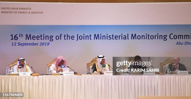 Saudi Arabia's Energy Minister Prince Abdulaziz bin Salman , UAE's Minister of Energy and Industry Suhail al-Mazrouei , OPEC's Secretary General...
