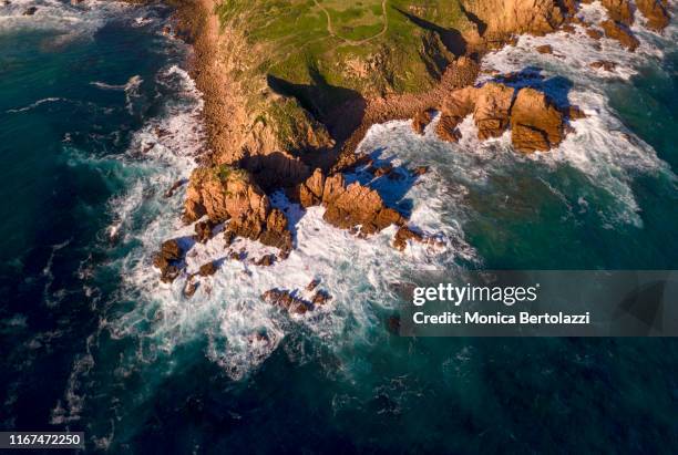 aerial view of the pinnacles, cape woolamai - pinnacles australia stock-fotos und bilder