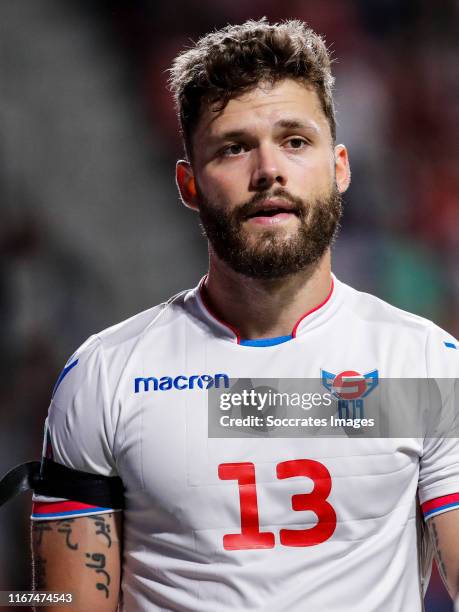 Rogvi Baldvinsson of Faroe Islands during the EURO Qualifier match between Spain v Faroe Islands at the El Molinon on September 8, 2019 in Gijon Spain