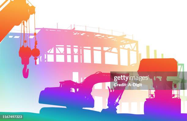 heavy lift rainbow - digging foundations stock illustrations