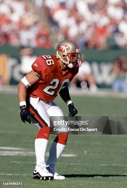 Rod Woodson of the San Francisco 49ers in action against the Dallas Cowboys during an NFL football game November 2, 1997 at Candlestick Park in San...