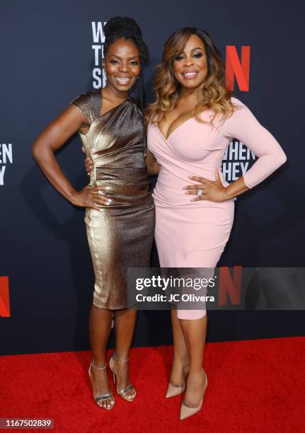 Marsha Stephanie Blake and Niecy Nash attend FYC Event For Netflix's 'When They See Us' at Paramount Theater on the Paramount Studios lot on August...