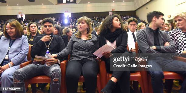 Maria Williams Chester's wife and three children, twins Chloe and Matthew, and Ryan Robson, on ends are Patricia De lille and PJ Powers during the...