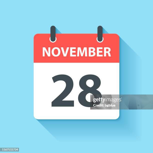 november 28 - daily calendar icon in flat design style - november 2019 calendar stock illustrations