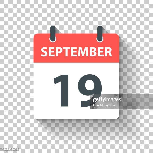september 19 - daily calendar icon in flat design style - number 19 stock illustrations