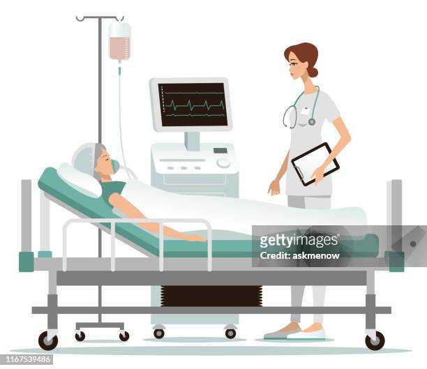 hospital - icu patient stock illustrations