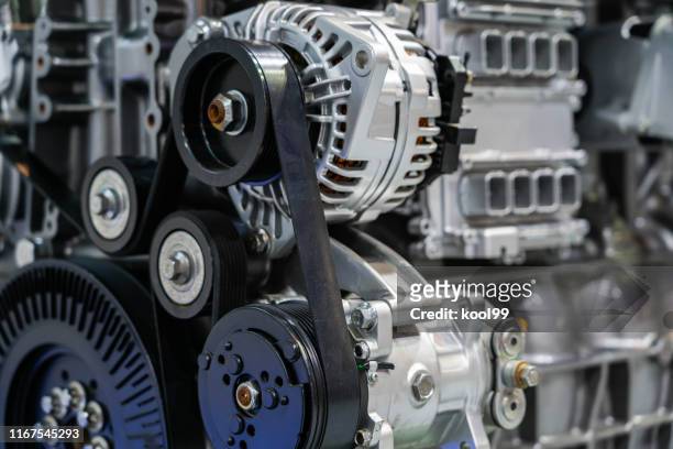 car engine partial close-up - belt stock pictures, royalty-free photos & images