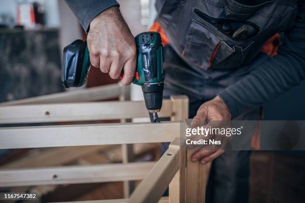 carpentry - using a cordless drill - drill stock pictures, royalty-free photos & images