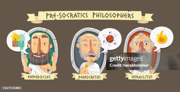 pre-socratic philosophers - greek philosopher stock illustrations