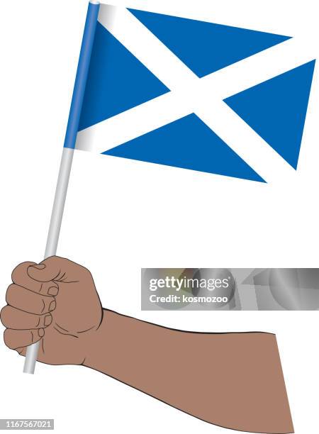 illustrations, cliparts, dessins animés et icônes de drapeau national de fixation de main de l'ecosse - scotland
