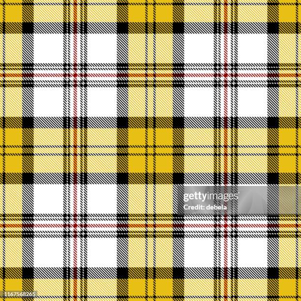 ilustrações, clipart, desenhos animados e ícones de teste padrão escocês amarelo e preto de matéria têxtil da manta de tartan - scottish culture