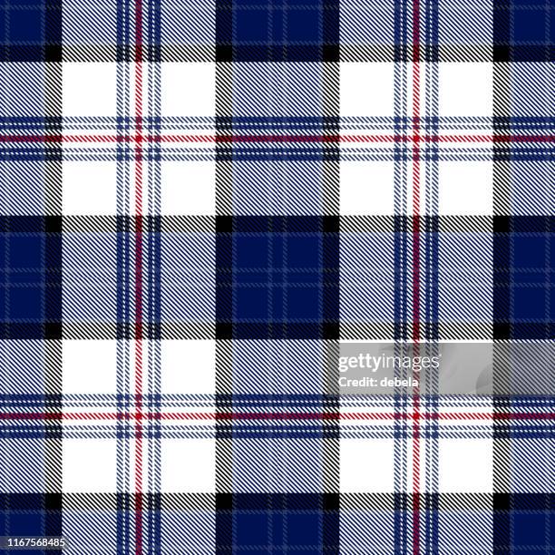 blue and red scottish tartan plaid textile pattern - mcdonald stock illustrations