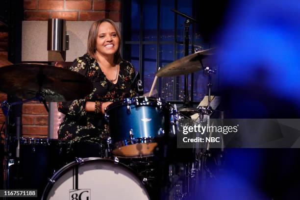 Episode 881 -- Pictured: Terri Lyne Carrington sits in with the 8G Band on September 11, 2019 --