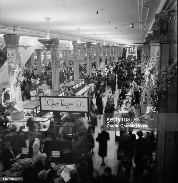 Macy's department store in New York City opens late until 9pm, 19th March 1946.