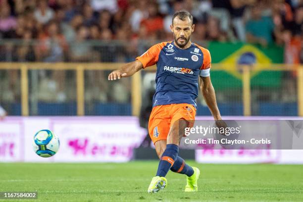 August 10: Vitorino Hilton of Montpellier in action during the Montpellier Vs Stade Rennes, French Ligue 1 regular season match at Stade de la Mosson...