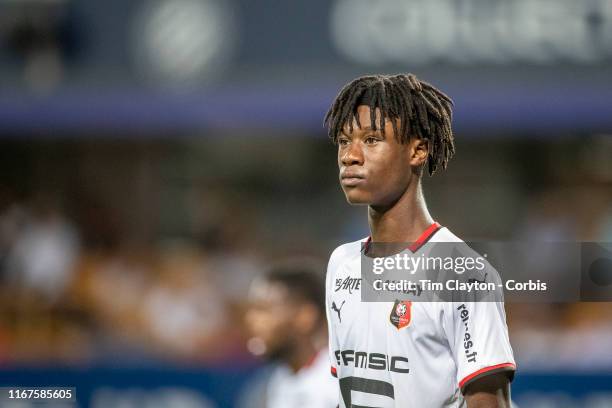 August 10: Eduardo Camavinga of Rennes during the Montpellier Vs Stade Rennes, French Ligue 1 regular season match at Stade de la Mosson on August...