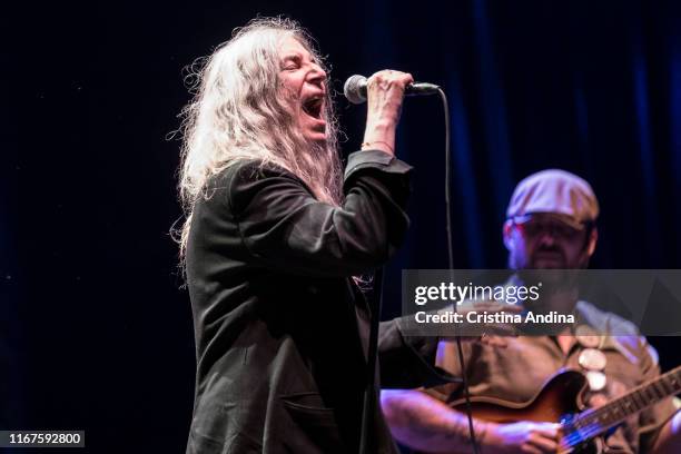 Patti Smith performs on stage in Noroeste Estrella Galicia festival, on August 09, 2019 in A Coruña, Spain.