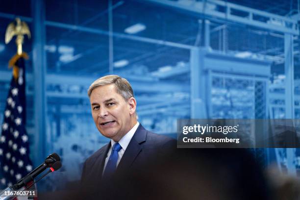 Jay Timmons, president and chief executive officer of the National Association of Manufacturers , speaks during an event in Washington, D.C., U.S.,...