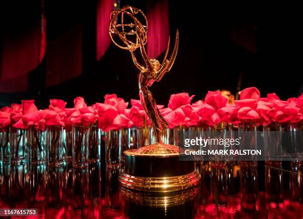 An Emmy statue at the 71st Emmy Awards Governors Ball press preview at LA Live in Los Angeles, California on September 12, 2019. - The 71st Primetime...