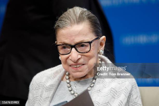 Supreme Court Justice Ruth Bader Ginsburg delivers remarks at the Georgetown Law Center on September 12 in Washington, DC. Justice Ginsburg spoke to...