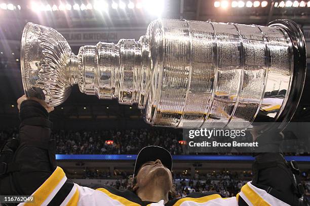 Tuukka Rask of the Boston Bruins celebrates with the Stanley Cup after defeating the Vancouver Canucks in Game Seven of the 2011 NHL Stanley Cup...