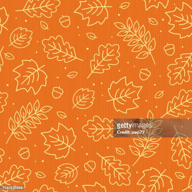 seamless pattern of autumn leaves. vector illustration. - october stock illustrations