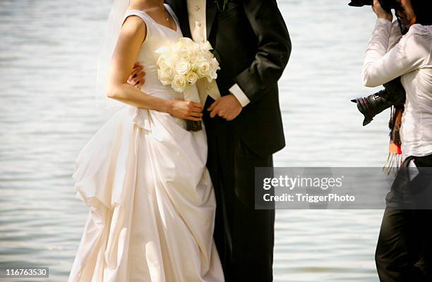 water wedding portraits - wedding photography stock pictures, royalty-free photos & images