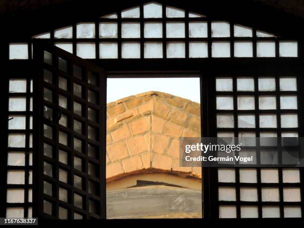 window opened in middle east architecture roofs - tabriz, iran - open window frame stock pictures, royalty-free photos & images