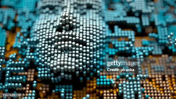 künstliche intelligenz - pixelated face stock-fotos und bilder