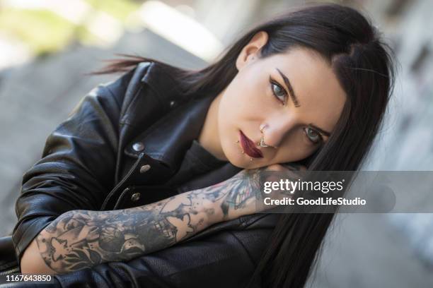 inked beauty - pierced stock pictures, royalty-free photos & images