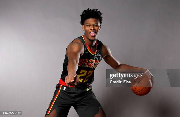 Cam Reddish of the Atlanta Hawks poses for a portrait during the 2019 NBA Rookie Photo Shoot on August 11, 2019 at the Ferguson Recreation Center in...