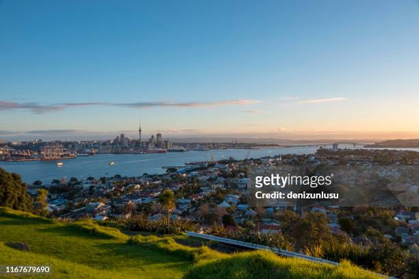 auckland city distant view - auckland stock pictures, royalty-free photos & images