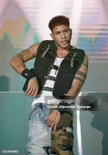 Richard Camacho of the musical group CNCO is seen performing on stage during Billboard En Vivo at The Temple House on September 12, 2019 in Miami...