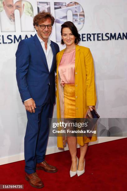 Hendrik Duryn and guest during the Bertelsmann Party 2019 at Bertelsmann Repraesentanz on September 12, 2019 in Berlin, Germany.