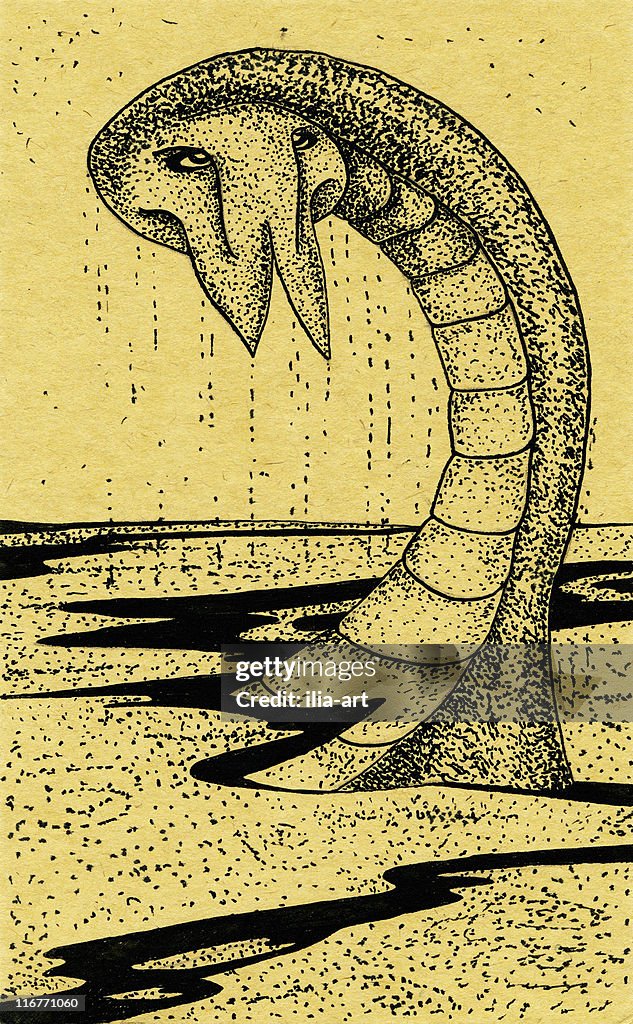 Sea dragon, cobra-do-mar, areia, monstro monstro