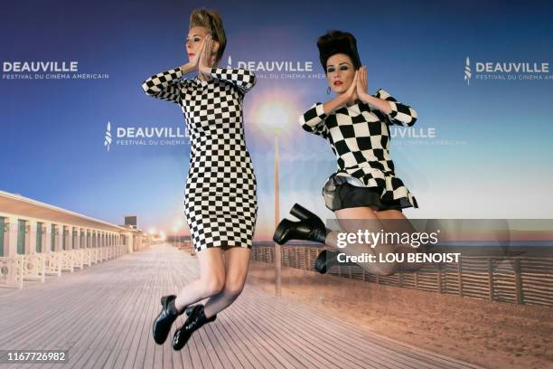 Actresses and directors Dawn Luebbe and Jocelyn DeBoer pose during a photocall to present the film "Greener Grass" during the 45th US Film Festival...